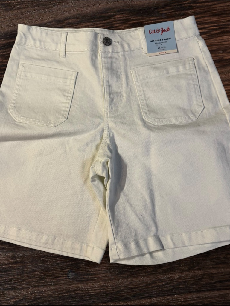 Cat & Jack - White Bermuda Shorts Girls Size Xl 14 Nwt Adjustable Waist